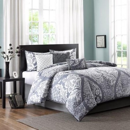 Madison Park MP10-501 Vienna 200Tc 7 Piece Comforter Set; Queen - Grey